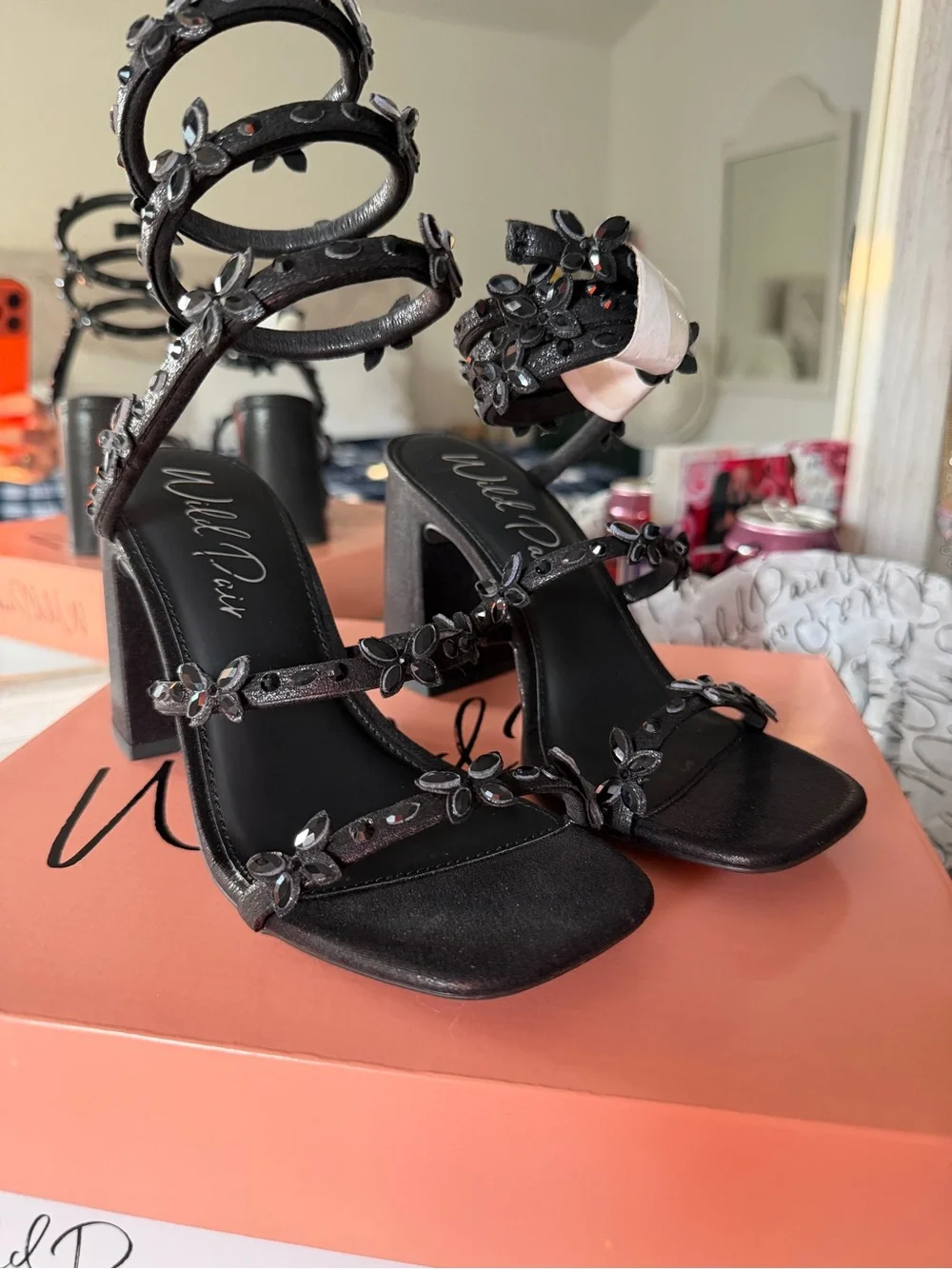 Block Heel Sandals / Black / 5.5